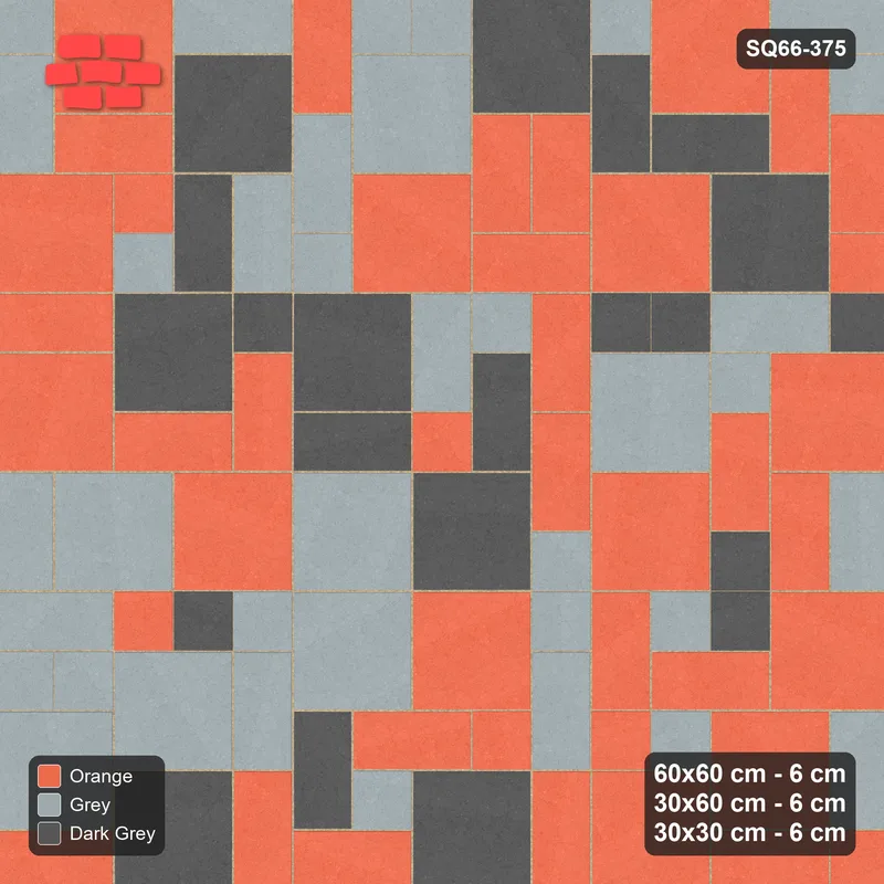 Interlock (Pasco) 60x60 cm · SQ66-375 · Three-Size Ashlar, 150 cm Block, Random Tones, Varied · Top view Interlock (Pasco) 60x60 cm · SQ66-375 · Three-Size Ashlar, 150 cm Block, Random Tones, Varied · Top view