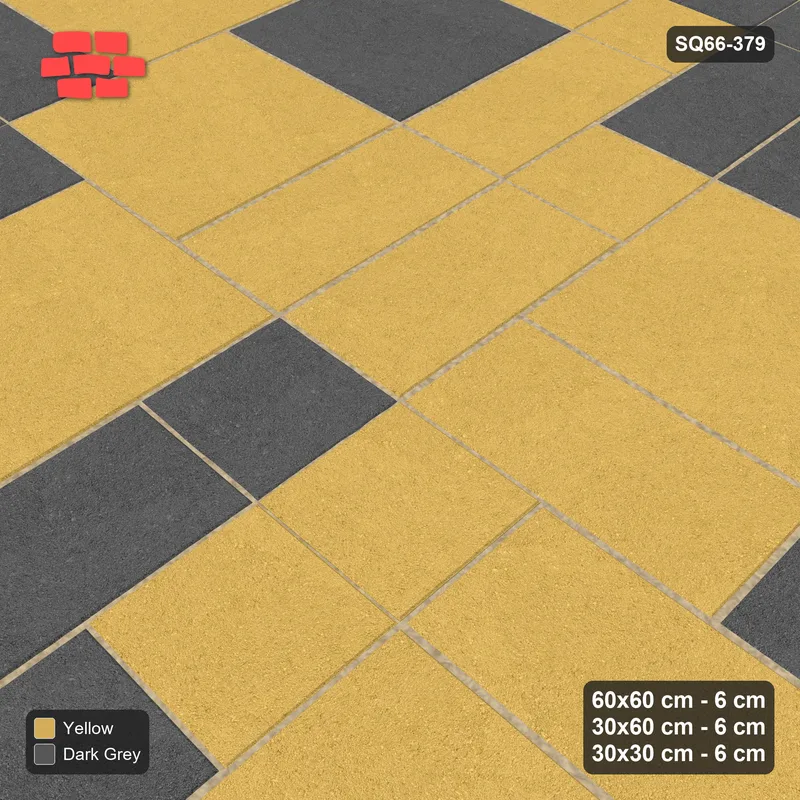 Interlock (Pasco) 60x60 cm · SQ66-379 · Three-Size Ashlar, 180 cm Block, Random Tones, 360 cm · Side view Interlock (Pasco) 60x60 cm · SQ66-379 · Three-Size Ashlar, 180 cm Block, Random Tones, 360 cm · Side view