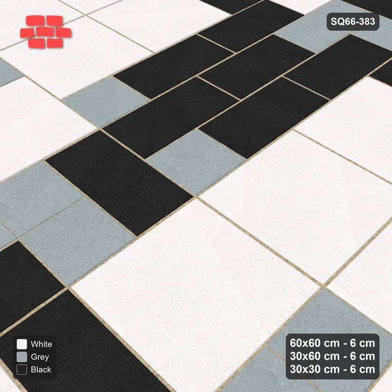 Interlock (Pasco) 60x60 cm · SQ66-383 · Three-Size Ashlar, 210 cm Block, Size Tones, Repeat, Kerb · Side view Interlock (Pasco) 60x60 cm · SQ66-383 · Three-Size Ashlar, 210 cm Block, Size Tones, Repeat, Kerb · Side view