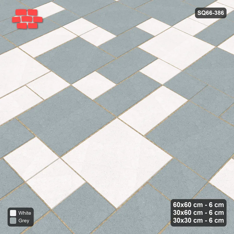 Interlock (Pasco) 60x60 cm · SQ66-386 · Three-Size Ashlar, 150 cm Block, Tonal Blend, Repeat, 600 cm · Side view Interlock (Pasco) 60x60 cm · SQ66-386 · Three-Size Ashlar, 150 cm Block, Tonal Blend, Repeat, 600 cm · Side view