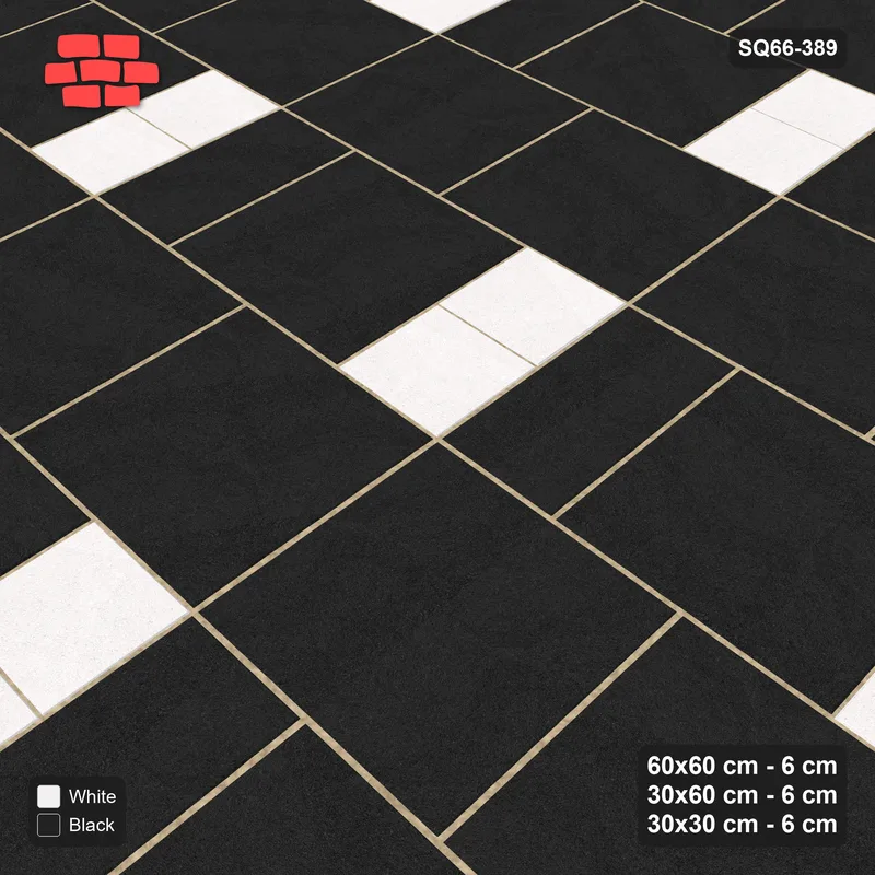 Interlock (Pasco) 60x60 cm · SQ66-389 · Three-Size Ashlar, 120 cm Block, Square Accents, Repeat · Side view Interlock (Pasco) 60x60 cm · SQ66-389 · Three-Size Ashlar, 120 cm Block, Square Accents, Repeat · Side view