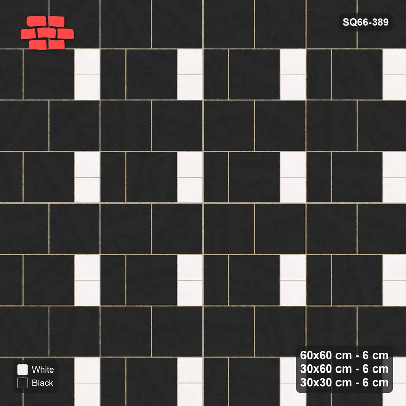 Interlock (Pasco) 60x60 cm · SQ66-389 · Three-Size Ashlar, 120 cm Block, Square Accents, Repeat · Top view Interlock (Pasco) 60x60 cm · SQ66-389 · Three-Size Ashlar, 120 cm Block, Square Accents, Repeat · Top view