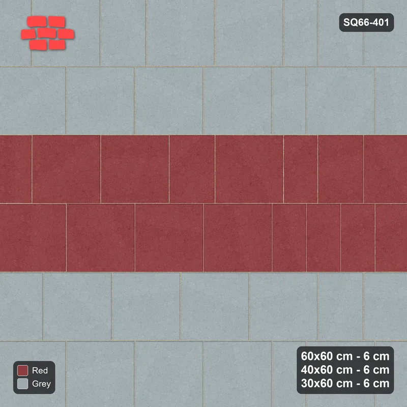 Interlock (Pasco) 60x60 cm · SQ66-401 · Roman Course Mix, 60 cm Courses, Paired Courses, Horizontal · Top view Interlock (Pasco) 60x60 cm · SQ66-401 · Roman Course Mix, 60 cm Courses, Paired Courses, Horizontal · Top view