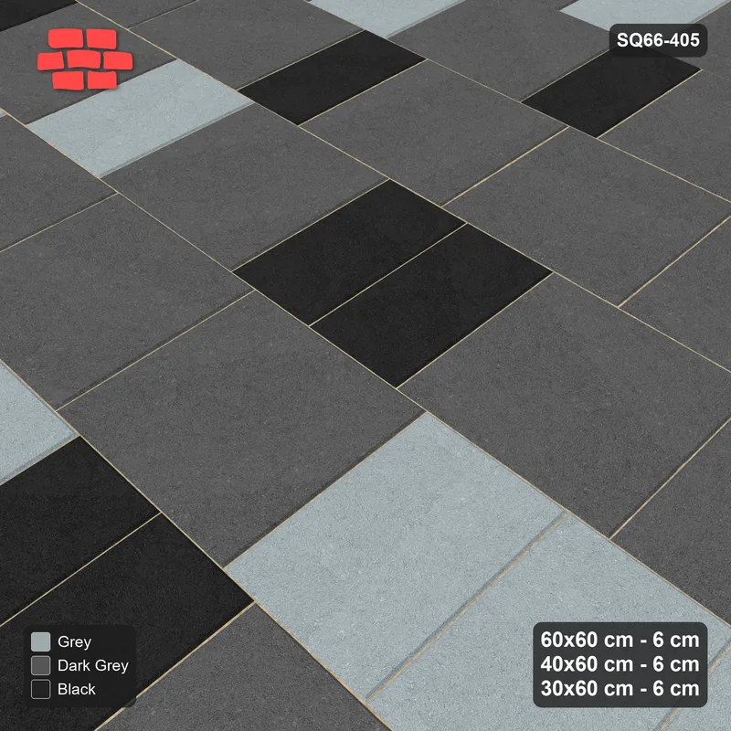 Interlock (Pasco) 60x60 cm · SQ66-405 · Roman Course Mix, 60 cm Courses, Length Tones, Kerb, 505 cm · Side view Interlock (Pasco) 60x60 cm · SQ66-405 · Roman Course Mix, 60 cm Courses, Length Tones, Kerb, 505 cm · Side view