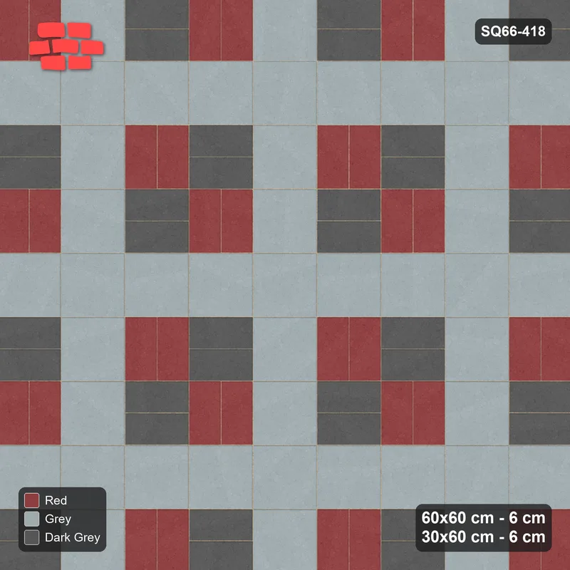 Interlock (Pasco) 60x60 cm · SQ66-418 · Double Pinwheel, 180 cm Module, H-V Plank Tones, Left Hand · Top view Interlock (Pasco) 60x60 cm · SQ66-418 · Double Pinwheel, 180 cm Module, H-V Plank Tones, Left Hand · Top view