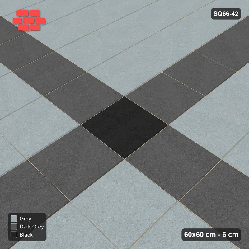 Interlock (Pasco) 60x60 cm · SQ66-42 · Cross Avenue with Centre Slab · Side view Interlock (Pasco) 60x60 cm · SQ66-42 · Cross Avenue with Centre Slab · Side view