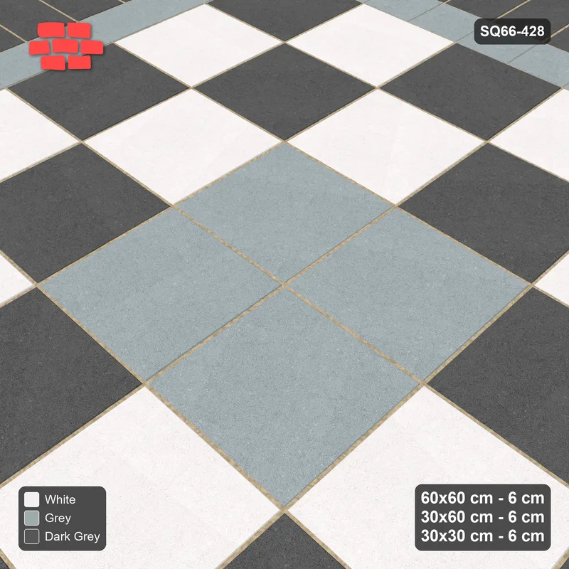 Interlock (Pasco) 60x60 cm · SQ66-428 · Rug, 6x6 Slab Field, Checker Centre, Corner Keys, Medallion · Side view Interlock (Pasco) 60x60 cm · SQ66-428 · Rug, 6x6 Slab Field, Checker Centre, Corner Keys, Medallion · Side view
