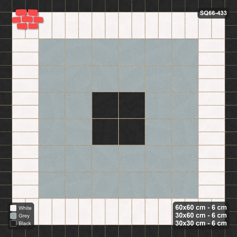 Interlock (Pasco) 60x60 cm · SQ66-433 · Rug, 6x6 Slab Field, Stack Centre, Medallion, 540 cm · Top view Interlock (Pasco) 60x60 cm · SQ66-433 · Rug, 6x6 Slab Field, Stack Centre, Medallion, 540 cm · Top view