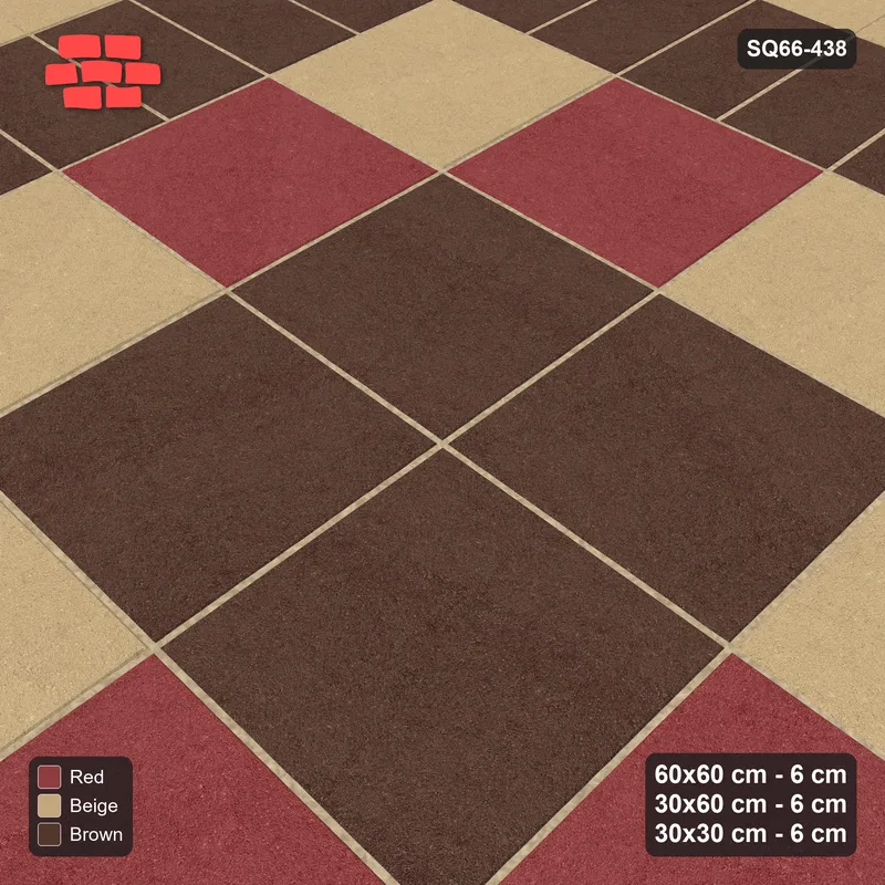 Interlock (Pasco) 60x60 cm · SQ66-438 · Rug, 4x4 Slab Field, Checker Centre, Corner Keys, Medallion · Side view Interlock (Pasco) 60x60 cm · SQ66-438 · Rug, 4x4 Slab Field, Checker Centre, Corner Keys, Medallion · Side view