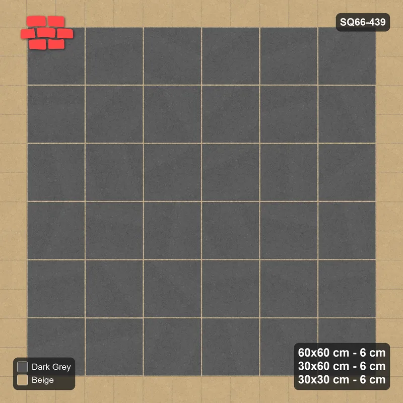 Interlock (Pasco) 60x60 cm · SQ66-439 · Rug, 6x6 Slab Field, Bead + Bead + Soldier Borders, 600 cm · Top view Interlock (Pasco) 60x60 cm · SQ66-439 · Rug, 6x6 Slab Field, Bead + Bead + Soldier Borders, 600 cm · Top view