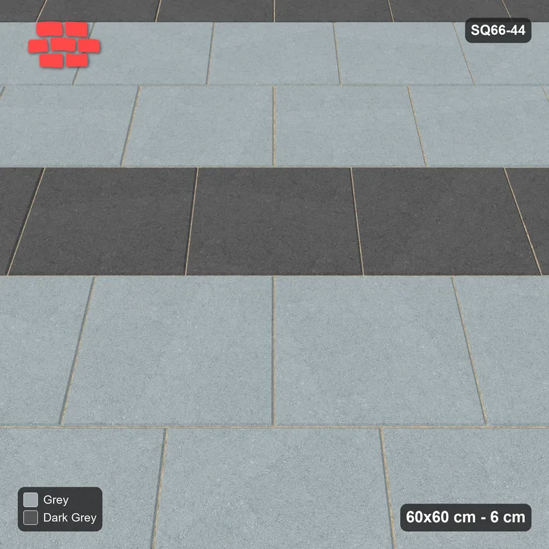 Interlock (Pasco) 60x60 cm · SQ66-44 · Kerb-Framed Diagonal Running Bond · Side view Interlock (Pasco) 60x60 cm · SQ66-44 · Kerb-Framed Diagonal Running Bond · Side view