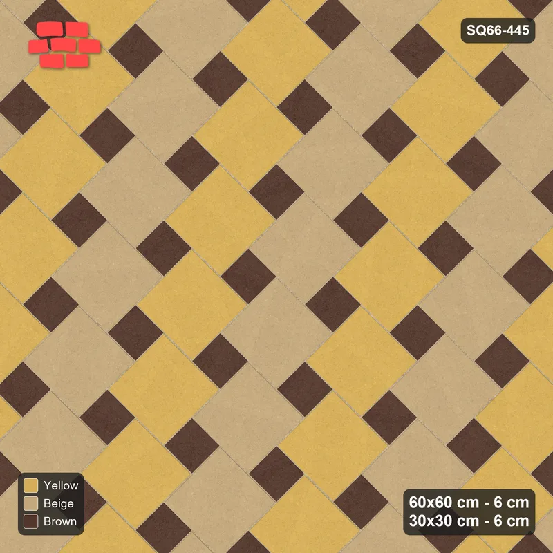 Interlock (Pasco) 60x60 cm · SQ66-445 · 45 Degree Lattice in Kerb, Row Tones, Kerb, 460 cm · Top view Interlock (Pasco) 60x60 cm · SQ66-445 · 45 Degree Lattice in Kerb, Row Tones, Kerb, 460 cm · Top view