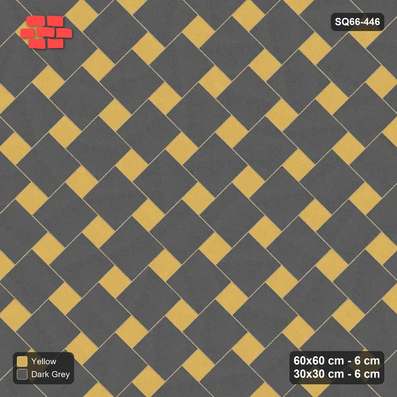 Interlock (Pasco) 60x60 cm · SQ66-446 · 45 Degree Lattice in Kerb, Solid Slabs, Mirrored, 550 cm · Top view Interlock (Pasco) 60x60 cm · SQ66-446 · 45 Degree Lattice in Kerb, Solid Slabs, Mirrored, 550 cm · Top view