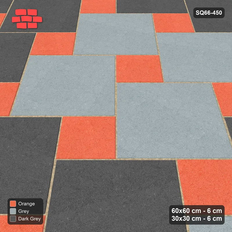 Interlock (Pasco) 60x60 cm · SQ66-450 · 45 Degree Lattice in Kerb, 2x2 Blocks, Mirrored, Kerb · Side view Interlock (Pasco) 60x60 cm · SQ66-450 · 45 Degree Lattice in Kerb, 2x2 Blocks, Mirrored, Kerb · Side view