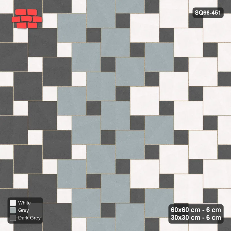 Interlock (Pasco) 60x60 cm · SQ66-451 · Ombre Gradient, Offset Lattice, Light to Dark, 480 cm · Top view Interlock (Pasco) 60x60 cm · SQ66-451 · Ombre Gradient, Offset Lattice, Light to Dark, 480 cm · Top view