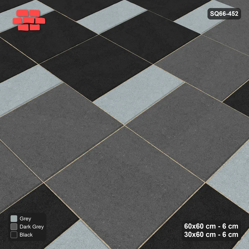 Interlock (Pasco) 60x60 cm · SQ66-452 · Ombre Gradient, Slab-Step, Light to Dark, 420 cm · Side view Interlock (Pasco) 60x60 cm · SQ66-452 · Ombre Gradient, Slab-Step, Light to Dark, 420 cm · Side view