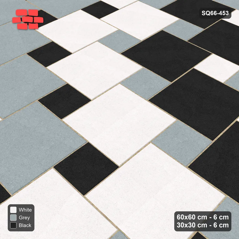 Interlock (Pasco) 60x60 cm · SQ66-453 · Diagonal Colour Bands, Offset Lattice, 120 cm Bands, Cycled · Side view Interlock (Pasco) 60x60 cm · SQ66-453 · Diagonal Colour Bands, Offset Lattice, 120 cm Bands, Cycled · Side view