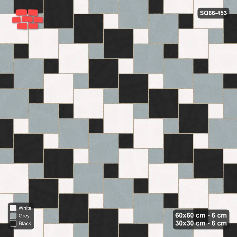Interlock (Pasco) 60x60 cm · SQ66-453 · Diagonal Colour Bands, Offset Lattice, 120 cm Bands, Cycled · Top view Interlock (Pasco) 60x60 cm · SQ66-453 · Diagonal Colour Bands, Offset Lattice, 120 cm Bands, Cycled · Top view
