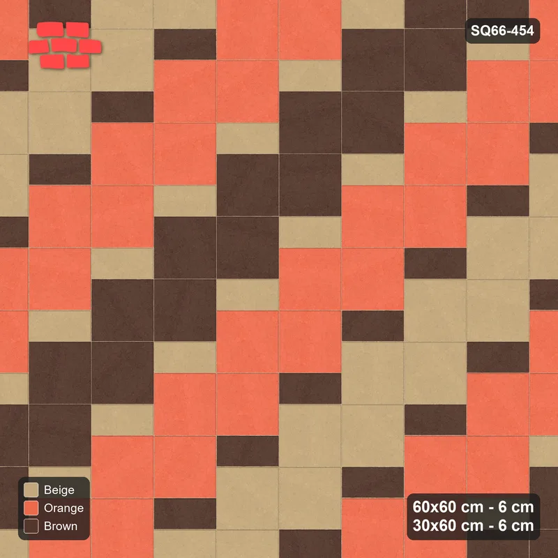 Interlock (Pasco) 60x60 cm · SQ66-454 · Diagonal Colour Bands, Slab-Step, 150 cm Bands, Graded · Top view Interlock (Pasco) 60x60 cm · SQ66-454 · Diagonal Colour Bands, Slab-Step, 150 cm Bands, Graded · Top view