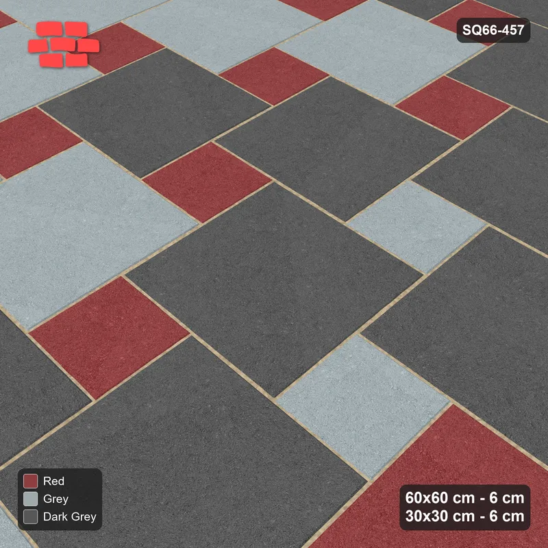 Interlock (Pasco) 60x60 cm · SQ66-457 · Ombre Gradient, Offset Lattice, Dark to Light, Kerb, 460 cm · Side view Interlock (Pasco) 60x60 cm · SQ66-457 · Ombre Gradient, Offset Lattice, Dark to Light, Kerb, 460 cm · Side view