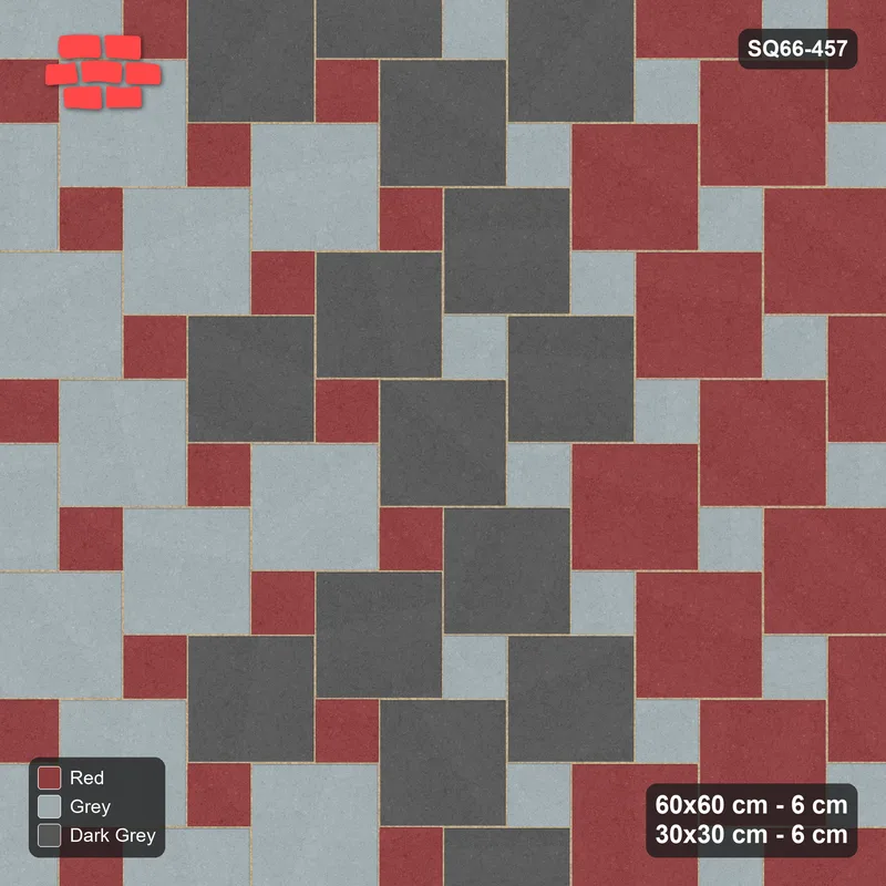 Interlock (Pasco) 60x60 cm · SQ66-457 · Ombre Gradient, Offset Lattice, Dark to Light, Kerb, 460 cm · Top view Interlock (Pasco) 60x60 cm · SQ66-457 · Ombre Gradient, Offset Lattice, Dark to Light, Kerb, 460 cm · Top view