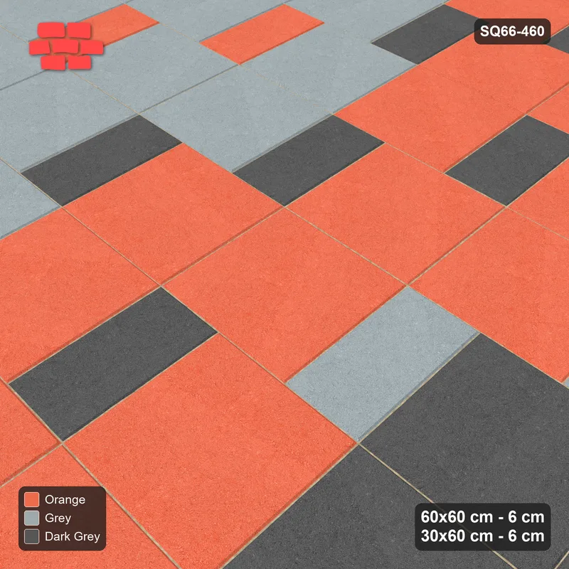 Interlock (Pasco) 60x60 cm · SQ66-460 · Ombre Gradient, Slab-Step, Dark to Light · Side view Interlock (Pasco) 60x60 cm · SQ66-460 · Ombre Gradient, Slab-Step, Dark to Light · Side view