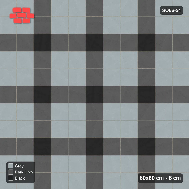 Interlock (Pasco) 60x60 cm · SQ66-54 · Grid Lines with Crossing Dots · Top view Interlock (Pasco) 60x60 cm · SQ66-54 · Grid Lines with Crossing Dots · Top view