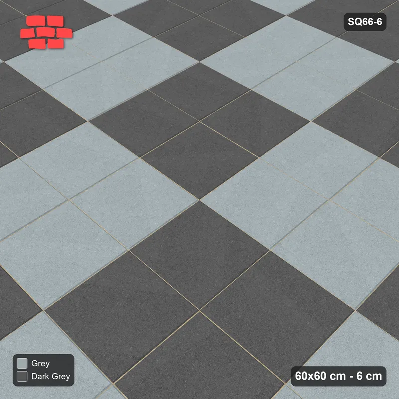 Interlock (Pasco) 60x60 cm · SQ66-6 · Double-Slab Checker Blocks · Side view Interlock (Pasco) 60x60 cm · SQ66-6 · Double-Slab Checker Blocks · Side view