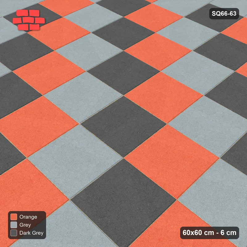 Interlock (Pasco) 60x60 cm · SQ66-63 · Diagonal Tone Steps with Single Slab Border · Side view Interlock (Pasco) 60x60 cm · SQ66-63 · Diagonal Tone Steps with Single Slab Border · Side view