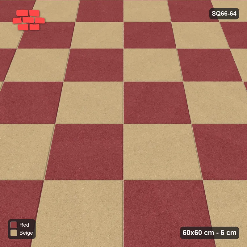 Interlock (Pasco) 60x60 cm · SQ66-64 · Diagonal with Slab Checkerboard · Side view Interlock (Pasco) 60x60 cm · SQ66-64 · Diagonal with Slab Checkerboard · Side view