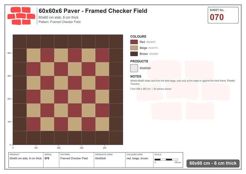 Interlock (Pasco) 60x60 cm · SQ66-70 · Banded Centre Feature · Laying plan Interlock (Pasco) 60x60 cm · SQ66-70 · Banded Centre Feature · Laying plan