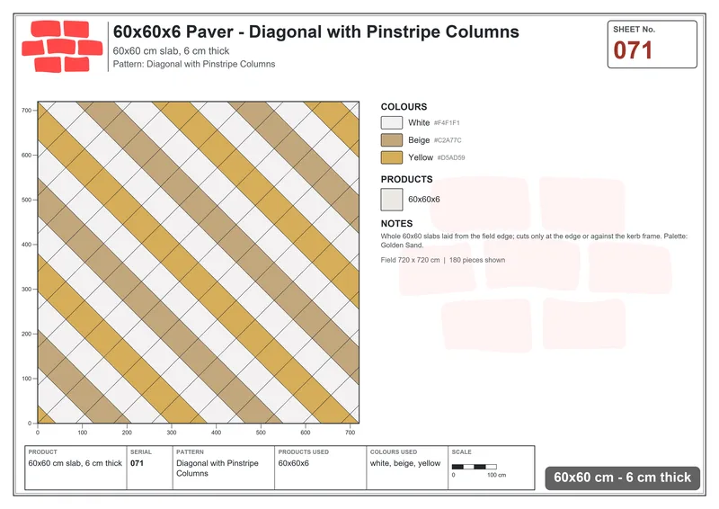 Interlock (Pasco) 60x60 cm · SQ66-71 · Diagonal with Argyle Diamonds · Laying plan Interlock (Pasco) 60x60 cm · SQ66-71 · Diagonal with Argyle Diamonds · Laying plan