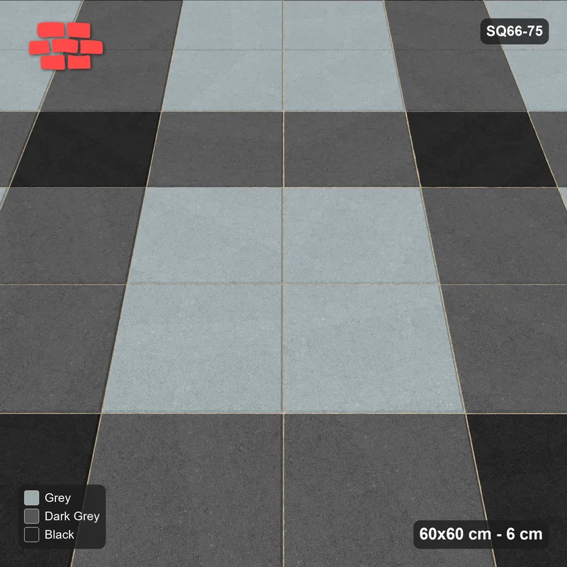 Interlock (Pasco) 60x60 cm · SQ66-75 · Diagonal with Grid Lines with Crossing Dots · Side view Interlock (Pasco) 60x60 cm · SQ66-75 · Diagonal with Grid Lines with Crossing Dots · Side view