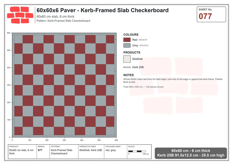 Interlock (Pasco) 60x60 cm · SQ66-77 · Kerb-Framed Slab Checkerboard · Laying plan Interlock (Pasco) 60x60 cm · SQ66-77 · Kerb-Framed Slab Checkerboard · Laying plan