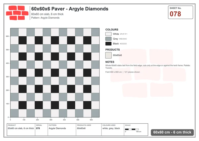 Interlock (Pasco) 60x60 cm · SQ66-78 · Dotted Grid · Laying plan Interlock (Pasco) 60x60 cm · SQ66-78 · Dotted Grid · Laying plan