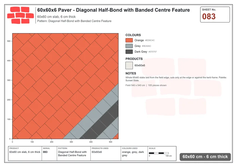 Interlock (Pasco) 60x60 cm · SQ66-83 · Dotted Grid, Even Set · Laying plan Interlock (Pasco) 60x60 cm · SQ66-83 · Dotted Grid, Even Set · Laying plan