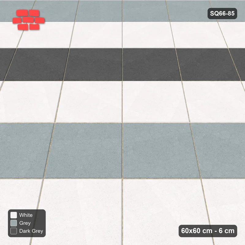 Interlock (Pasco) 60x60 cm · SQ66-85 · Diagonal with Tri-Tone Course Stripes · Side view Interlock (Pasco) 60x60 cm · SQ66-85 · Diagonal with Tri-Tone Course Stripes · Side view