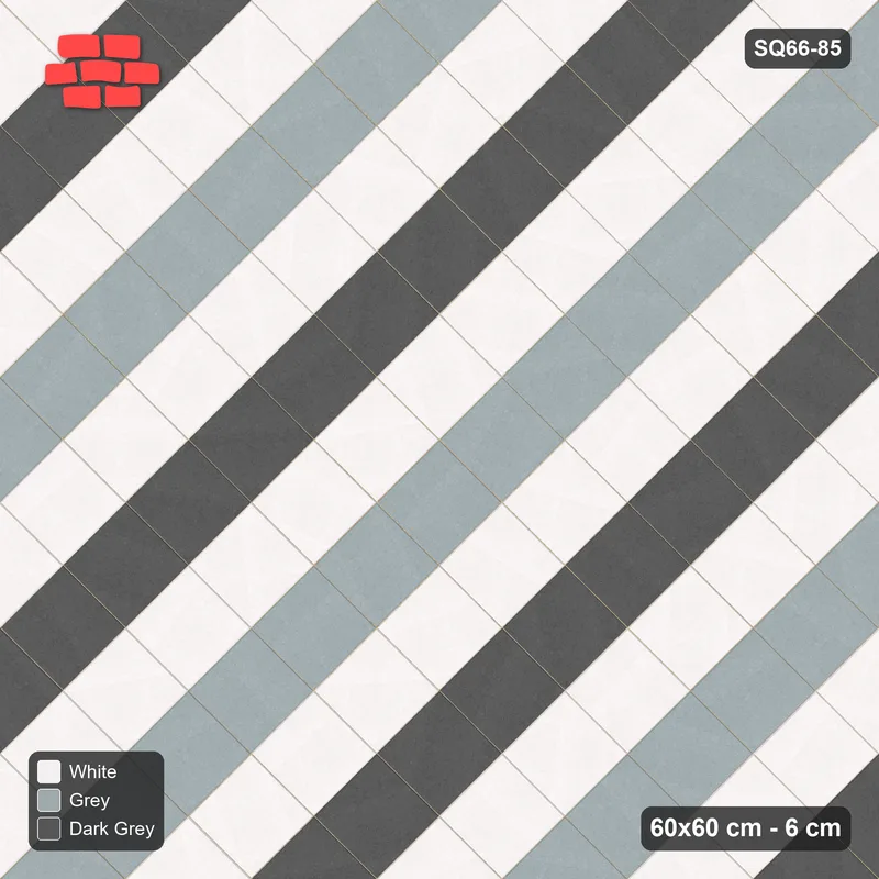Interlock (Pasco) 60x60 cm · SQ66-85 · Diagonal with Tri-Tone Course Stripes · Top view Interlock (Pasco) 60x60 cm · SQ66-85 · Diagonal with Tri-Tone Course Stripes · Top view