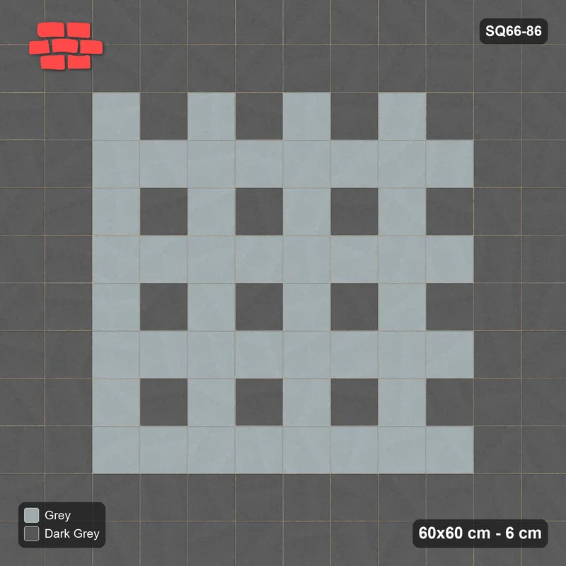 Interlock (Pasco) 60x60 cm · SQ66-86 · Dotted Grid with Double Slab Border · Top view Interlock (Pasco) 60x60 cm · SQ66-86 · Dotted Grid with Double Slab Border · Top view