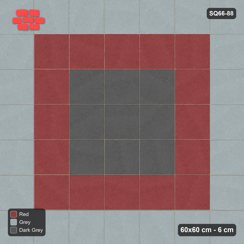 Interlock (Pasco) 60x60 cm · SQ66-88 · Bordered Plaza with Centre Medallion · Top view Interlock (Pasco) 60x60 cm · SQ66-88 · Bordered Plaza with Centre Medallion · Top view