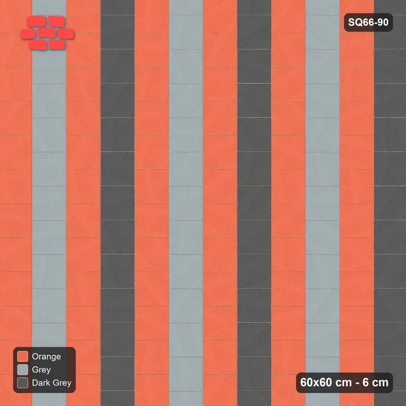 Interlock (Pasco) 60x60 cm · SQ66-90 · Vertical Half-Bond with Tri-Tone Course Stripes · Top view Interlock (Pasco) 60x60 cm · SQ66-90 · Vertical Half-Bond with Tri-Tone Course Stripes · Top view