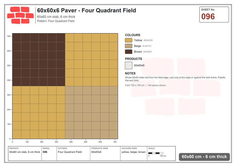 Interlock (Pasco) 60x60 cm · SQ66-96 · Diagonal with Dotted Grid, Even Set · Laying plan Interlock (Pasco) 60x60 cm · SQ66-96 · Diagonal with Dotted Grid, Even Set · Laying plan