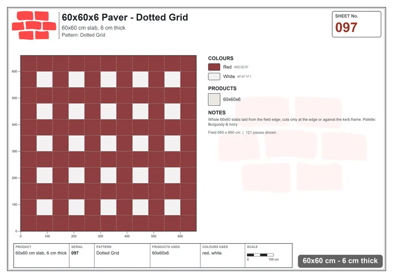 Interlock (Pasco) 60x60 cm · SQ66-97 · Diamond Outline Plaza · Laying plan Interlock (Pasco) 60x60 cm · SQ66-97 · Diamond Outline Plaza · Laying plan