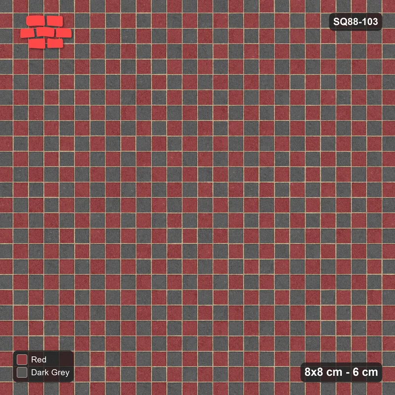 Interlock (Pasco) 8x8 cm · SQ88-103 · Stack Bond Checkerboard 1-Cobble Squares · Top view Interlock (Pasco) 8x8 cm · SQ88-103 · Stack Bond Checkerboard 1-Cobble Squares · Top view