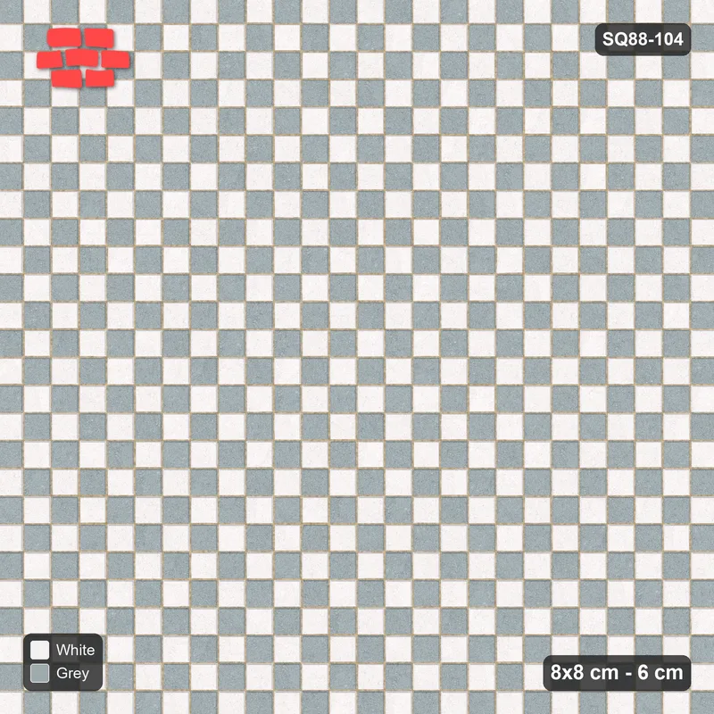 Interlock (Pasco) 8x8 cm · SQ88-104 · Stack Bond Checkerboard 1-Cobble Squares in Kerb Frame · Top view Interlock (Pasco) 8x8 cm · SQ88-104 · Stack Bond Checkerboard 1-Cobble Squares in Kerb Frame · Top view