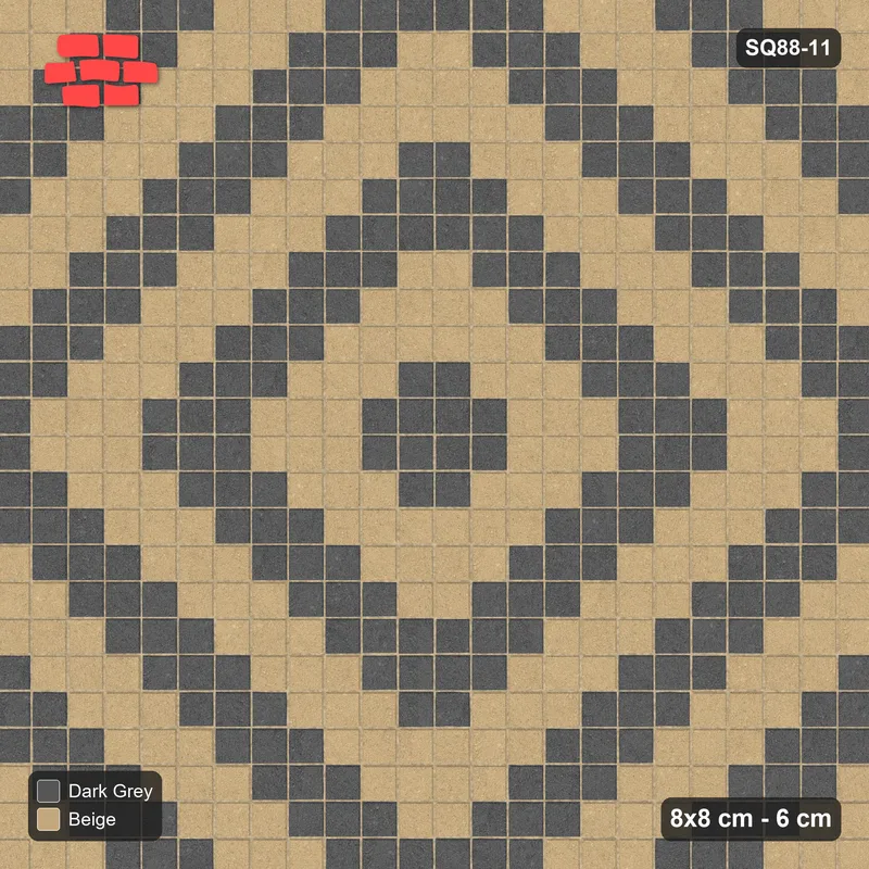 Interlock (Pasco) 8x8 cm · SQ88-11 · Stack Bond Diamond Medallion · Top view Interlock (Pasco) 8x8 cm · SQ88-11 · Stack Bond Diamond Medallion · Top view
