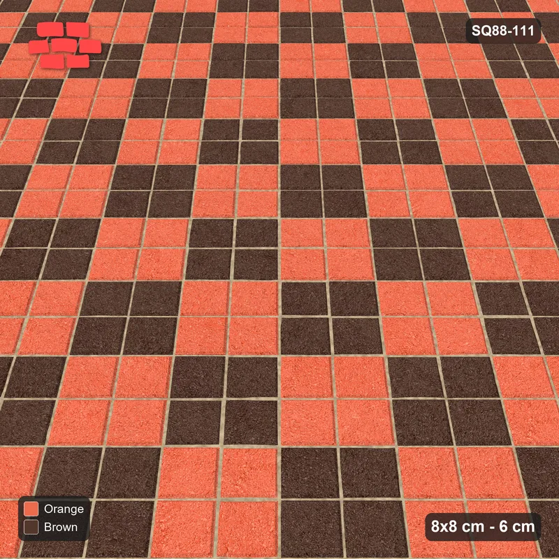 Interlock (Pasco) 8x8 cm · SQ88-111 · Diagonal Stack Bond Checkerboard 2-Cobble Squares · Side view Interlock (Pasco) 8x8 cm · SQ88-111 · Diagonal Stack Bond Checkerboard 2-Cobble Squares · Side view