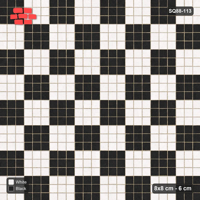 Interlock (Pasco) 8x8 cm · SQ88-113 · Stack Bond Checkerboard 3-Cobble Squares · Top view Interlock (Pasco) 8x8 cm · SQ88-113 · Stack Bond Checkerboard 3-Cobble Squares · Top view