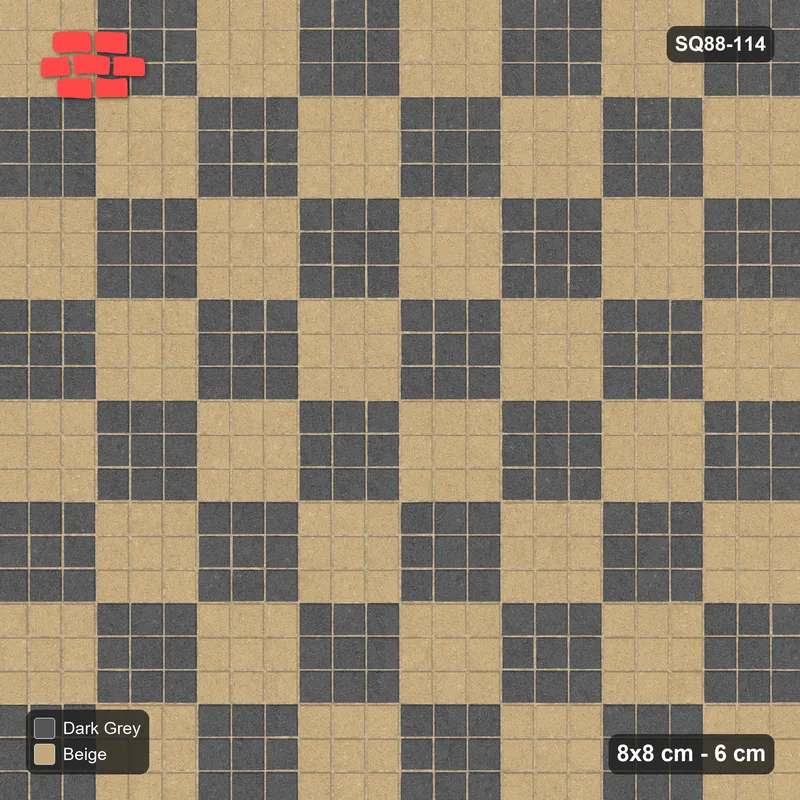 Interlock (Pasco) 8x8 cm · SQ88-114 · Stack Bond Checkerboard 3-Cobble Squares in Kerb Frame · Top view Interlock (Pasco) 8x8 cm · SQ88-114 · Stack Bond Checkerboard 3-Cobble Squares in Kerb Frame · Top view
