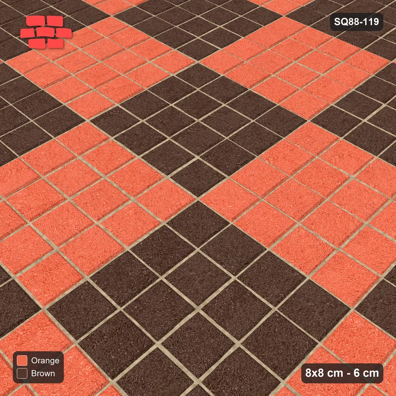Interlock (Pasco) 8x8 cm · SQ88-119 · Stack Bond Checkerboard 4-Cobble Squares in Kerb Frame · Side view Interlock (Pasco) 8x8 cm · SQ88-119 · Stack Bond Checkerboard 4-Cobble Squares in Kerb Frame · Side view